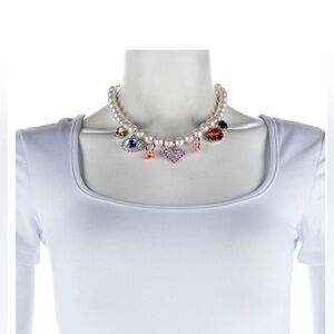 37. ALESSANDRA RICH Faux Pearl Charm Necklace Like New $445